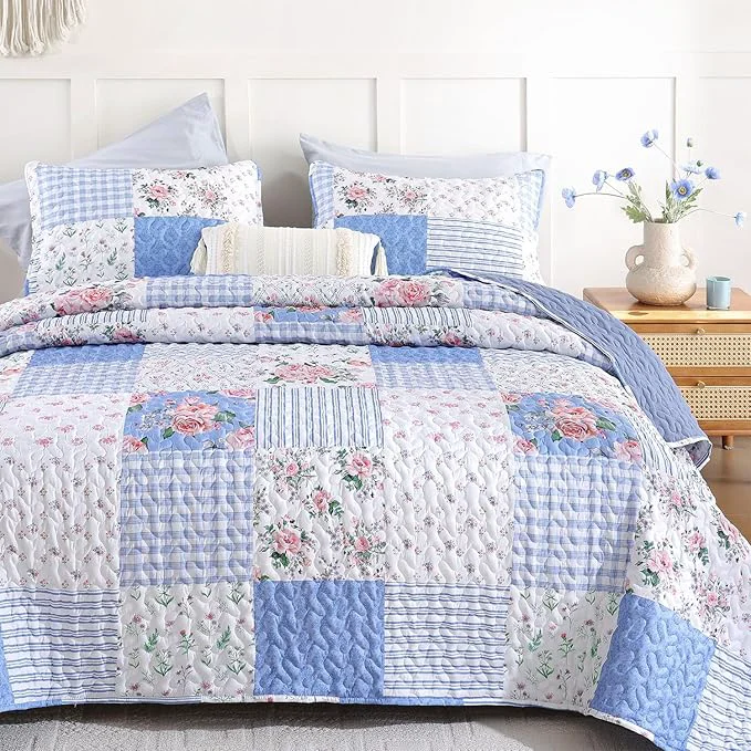 Traditional YIKUSH Quilt Sets Queen Size Floral Quilt Set 3 Pieces Bedding Set Bedspreads Next-Generation