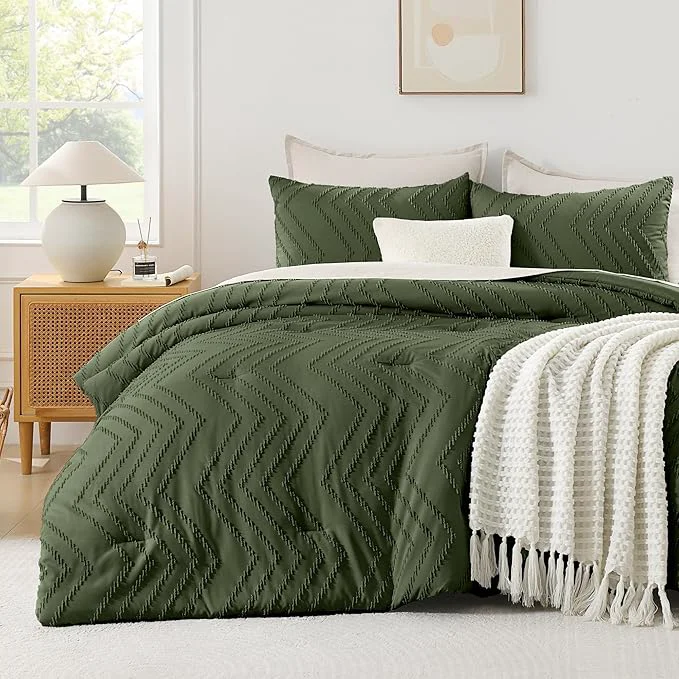 Contemporary Andency Olive Green Twin Twin XL Comforter Set Twin Bed Boho Soft Warm Cute Sustainable