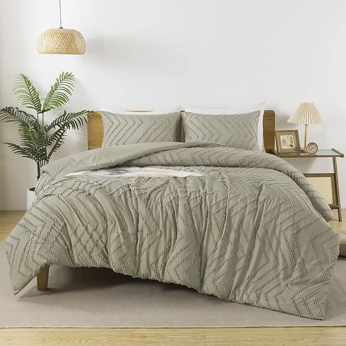 Selected Andency Oatmeal Comforter Set Full Size Boho Soft Warm Tufted Bedding Fine Crafted