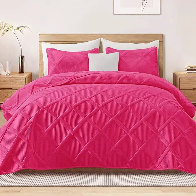 Carefully Designed Exclusivo Mezcla Oversized King Quilt Set- Hot Pink Cal King Quilts Bedding Set Prestigious