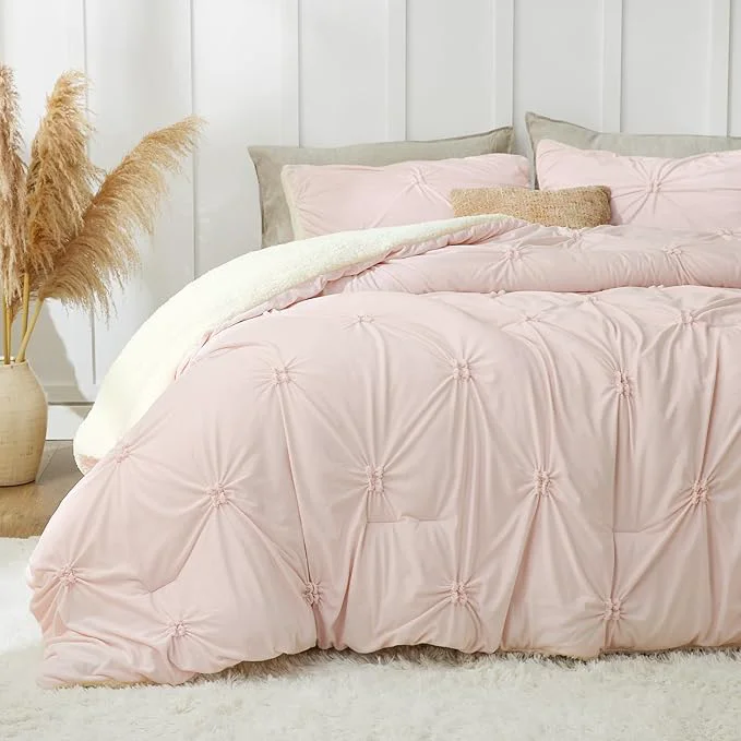 Unique BEDELITE Pintuck Fluffy King Size Comforter Set Minimalist