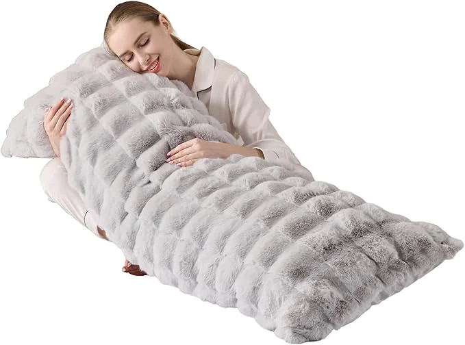World-Class Luxury Shaggy Faux Fur Body Pillow Fluffy Bed Pillow Relaxed