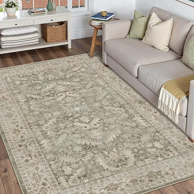 Expertly Made Brown 4×6 Entryway Rug Vintage Area Carpet Indoor Office Washable Door Mat Eco-Friendly