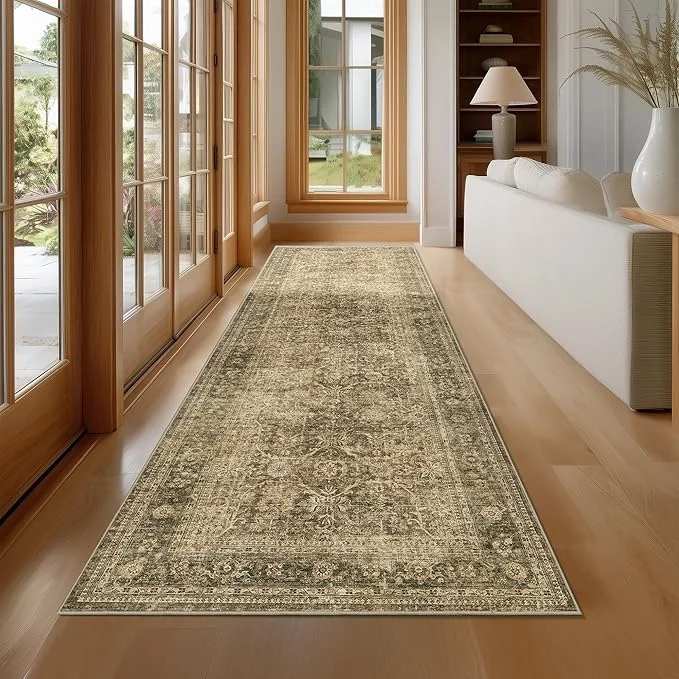 Carefully Designed FMFUNCTEX 3×10 Runner Rug Brown Washable Vintage Neutral Distressed Non Slip Elite