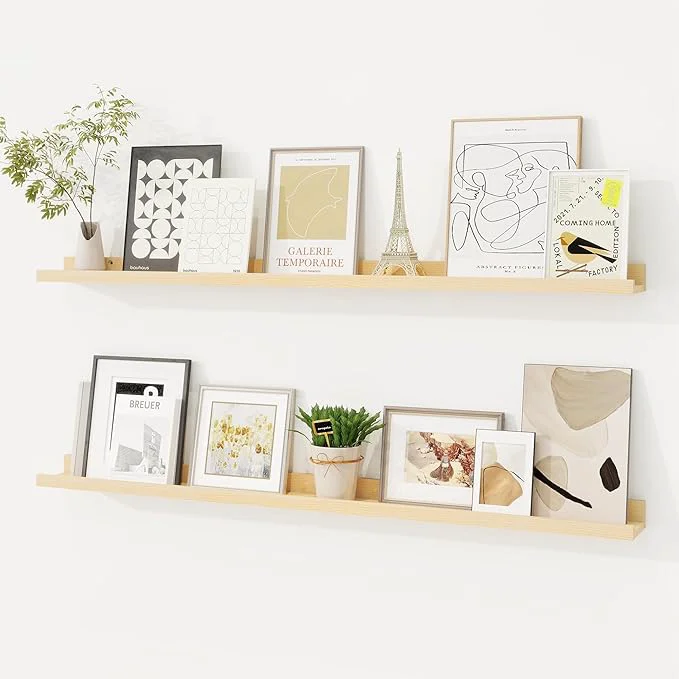 Prestigious Picture Ledge Shelf Floating Shelves Set of 2 40 Inches Solid Wood Nursery Selected