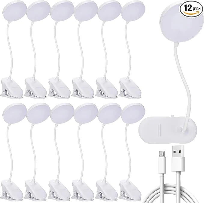 Effective Retisee 12 Pcs Clip on Lamp Bulk LED Reading Light Book Lamp Clamp Fine