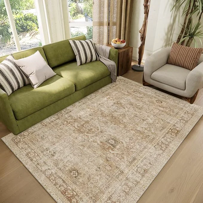 Versatile Washable 4×6 Rugs for Living Room Boho Non-Slip Vintage Distress Small Rugs Traditional