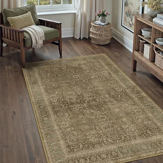 Fine Crafted Brown 3×5 Area Rug Washable Vintage Carpet Fashionable