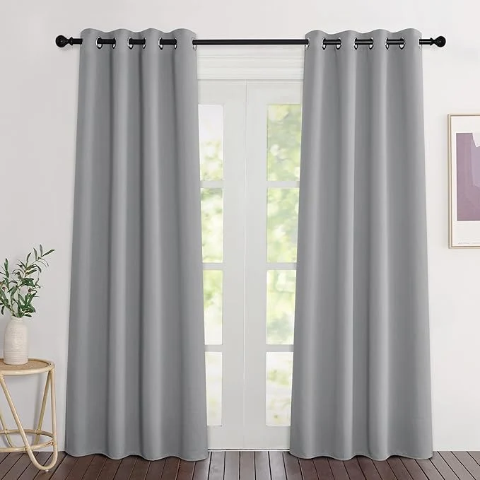 Reusable NICETOWN Silver Grey Curtains 84 inch Length 2 Panels Grommet Thermal Fine Crafted