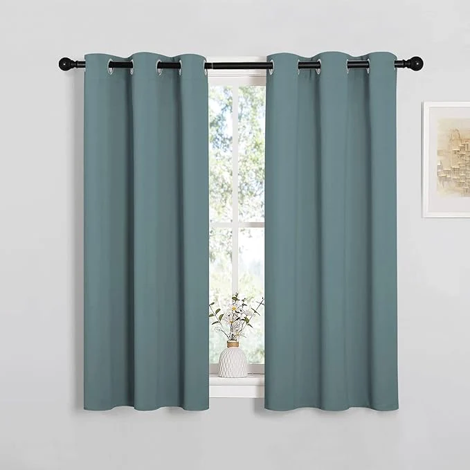 Environmentally Friendly NICETOWN Greyish Blue Kitchen Window Curtains Over Sink Sophisticated
