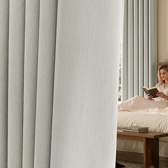 Soft jinchan Chenille Blackout Curtains 108 Inches Long Light Grey Thermal Insulated Long-Lasting
