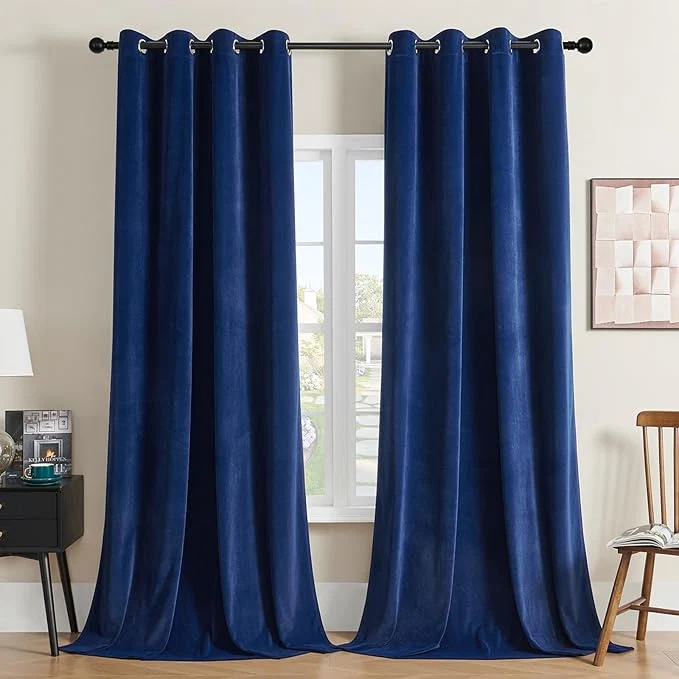 Green Joydeco Royal Blue Velvet Curtains 72 Inches Long Luxury Grommet Blackout Fine Crafted