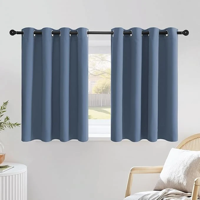 Clean NICETOWN Stone Blue Short Curtains 36 inches Long Classic