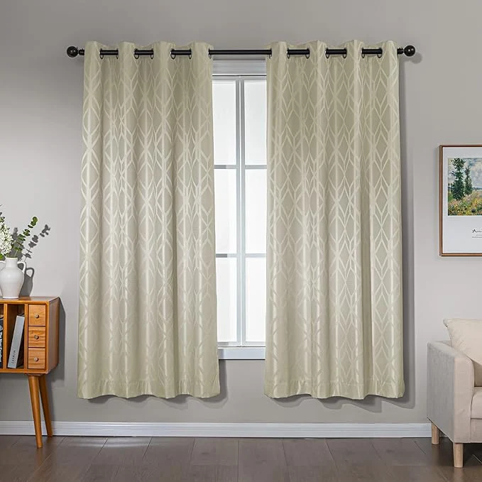 World-Class Amazon Basics Jacquard 2-Piece Blackout Curtains Living Room and Bedroom Quality