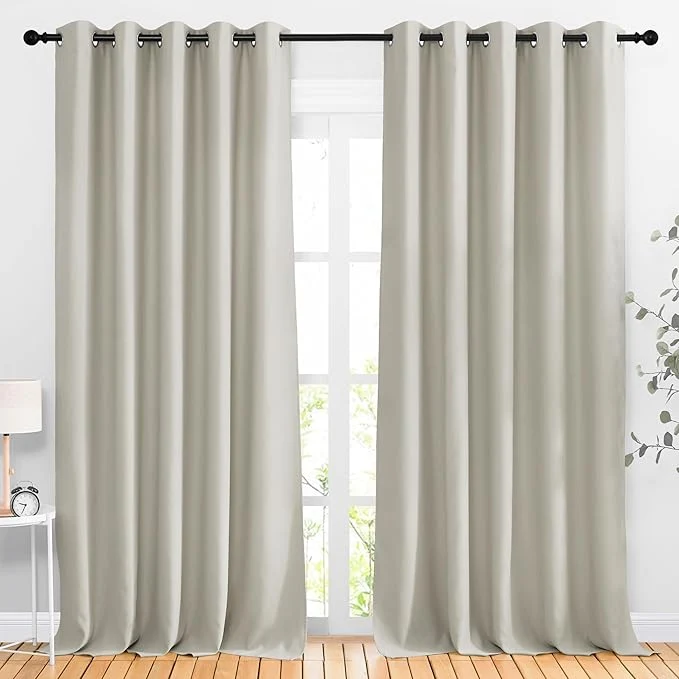 Convenient NICETOWN Room Darkening Room Divider Curtains 118 inches Long Grommet Thermal Flexible