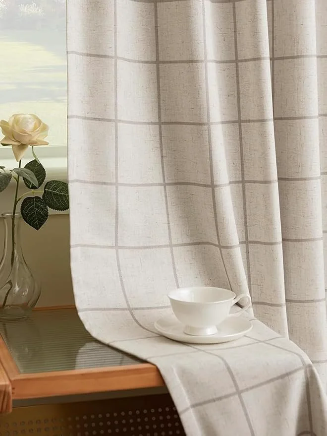 Long-Lasting Plaid Pinch Pleated Curtains Recyclable