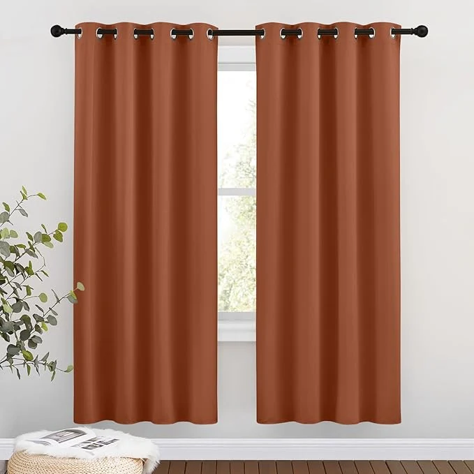 Traditional NICETOWN Blackout Burnt Orange Curtains 72 inches Long Versatile