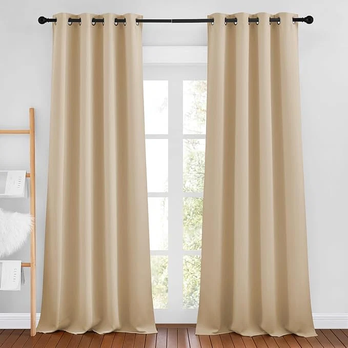 Fashionable NICETOWN Biscotti Beige Curtains 96 inches Long Grommet Thermal Insulated Dependable