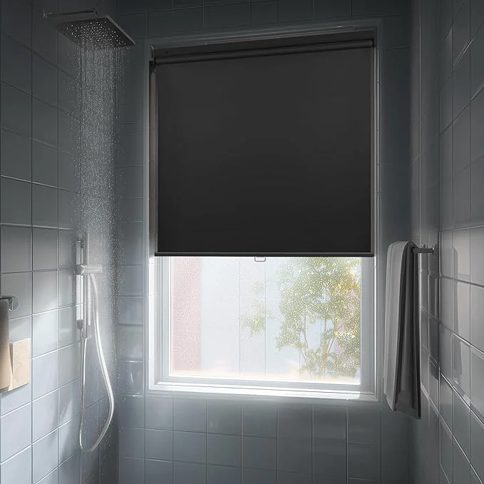 Versatile HESTIA No Drill Cordless Blackout Roller Shades Screwless Waterproof Shower Luxury