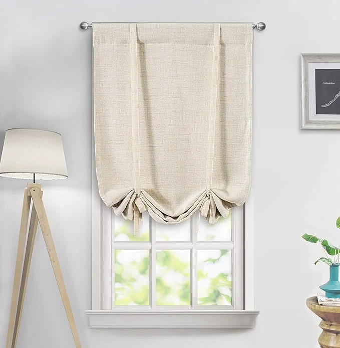 Outstanding DriftAway Double Layer Linen Blackout Tie Up Curtains Thermal Insulated Fully Superior