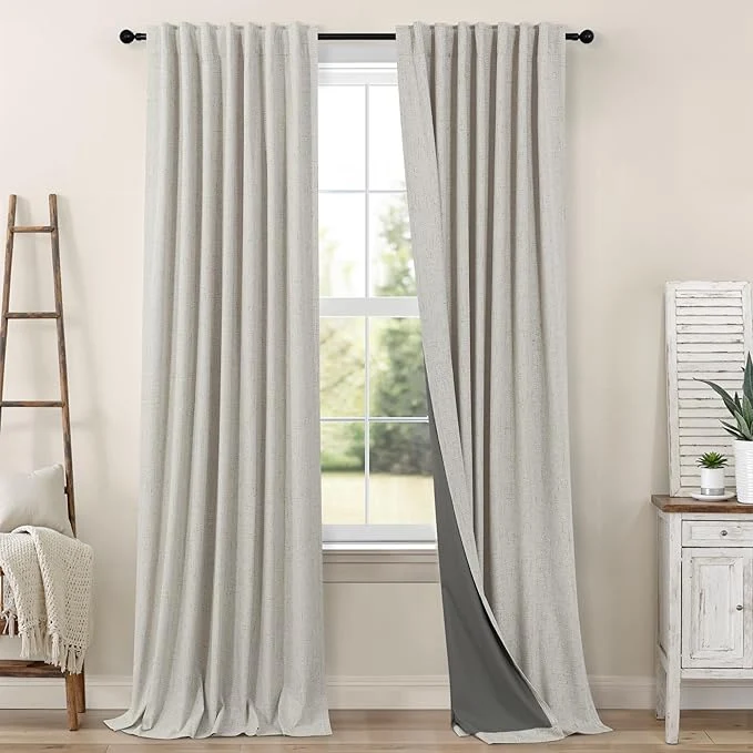 Exclusive Black Out Linen Curtains 108 Inches Long Quality