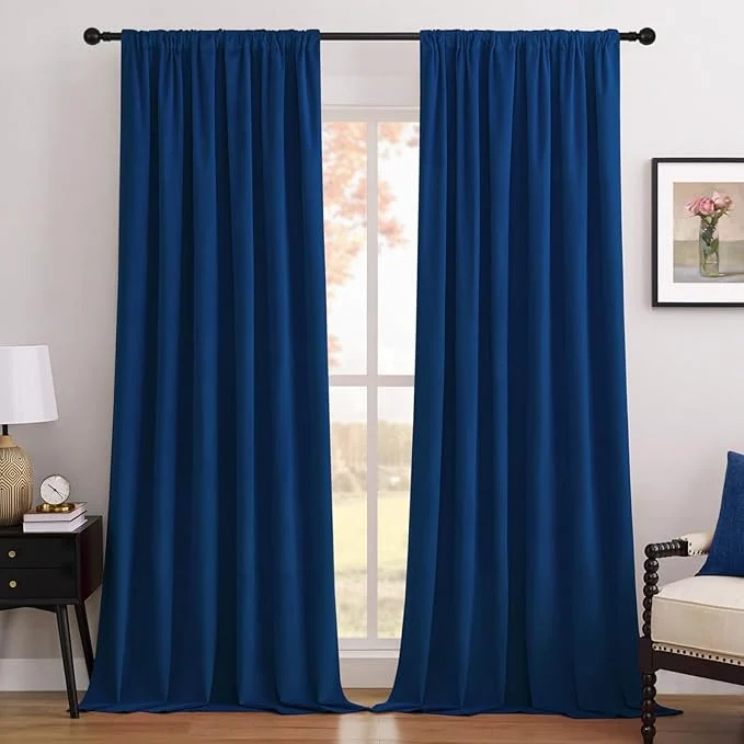 Clean Joydeco Royal Blue Blackout Curtains 84 Inch 2 Panels Luxury Thermal High-Grade