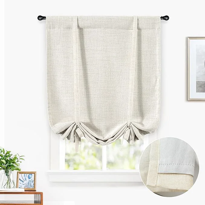 Proven DriftAway Double Layer Linen Blackout Tie Up Curtains Thermal Insulated Fully Original Design