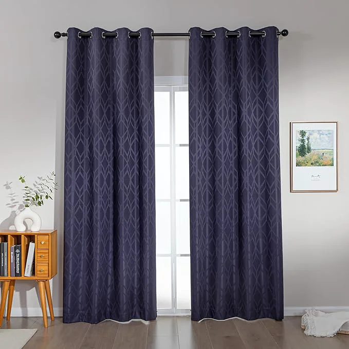 Long-Lasting Amazon Basics Jacquard 2-Piece Blackout Curtains Living Room and Bedroom Verified