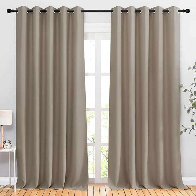 Effective NICETOWN Blackout Taupe Curtains Drapes 90 inches Long High-Grade