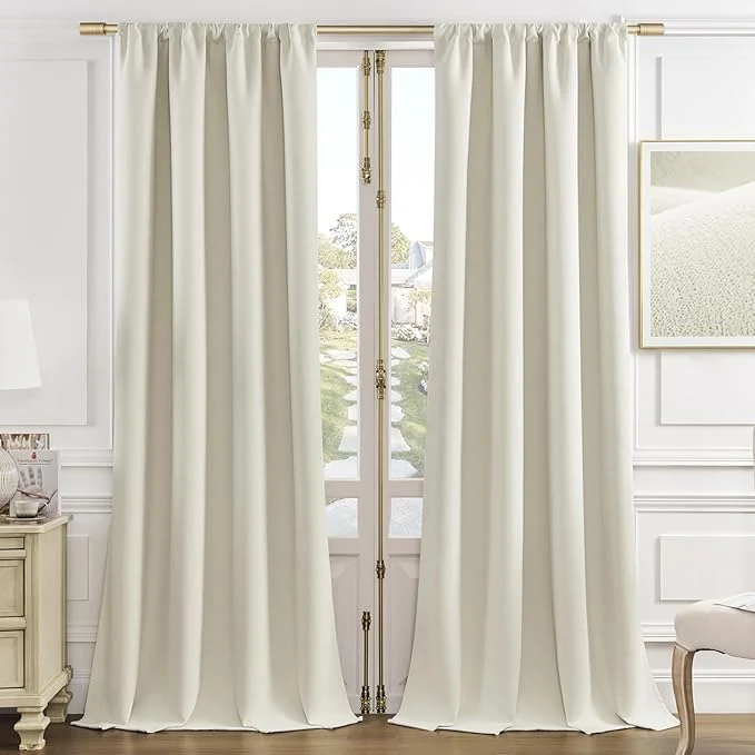 Specialty Joydeco White Velvet Curtains 90 Inches 2 Panels Luxury Thermal Insulated Soft Versatile