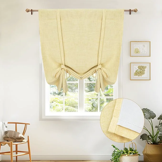 Elite DriftAway Double Layer Linen Blackout Tie Up Curtains Thermal Insulated Fully Long-Lasting