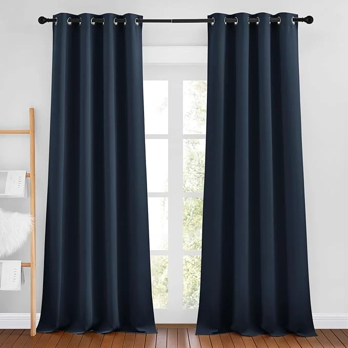 Smooth NICETOWN Navy Blue Blackout Curtains Grommet Thermal Insulated Window Drapes Clean