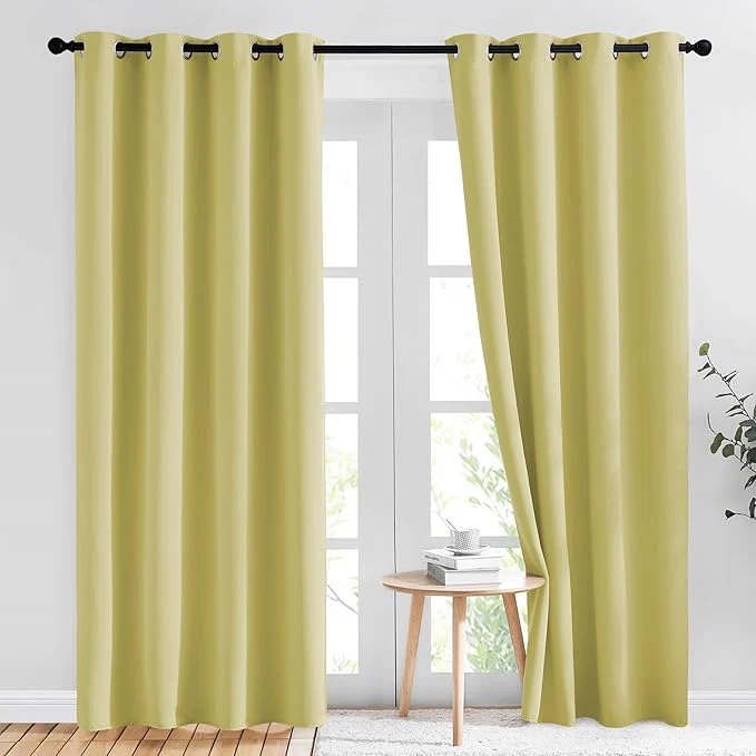 High-Grade NICETOWN Paler Yellow Blackout Curtains Safe