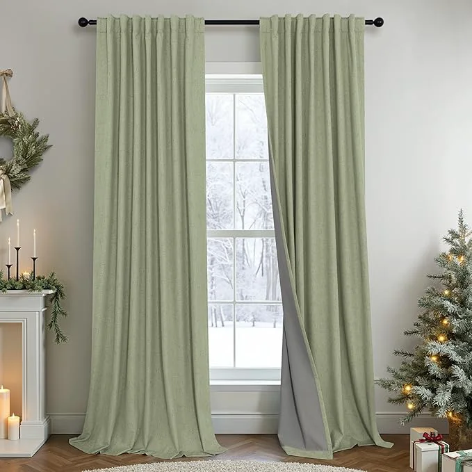 Consistent Sage Green Boho Blackout Curtains High-Grade