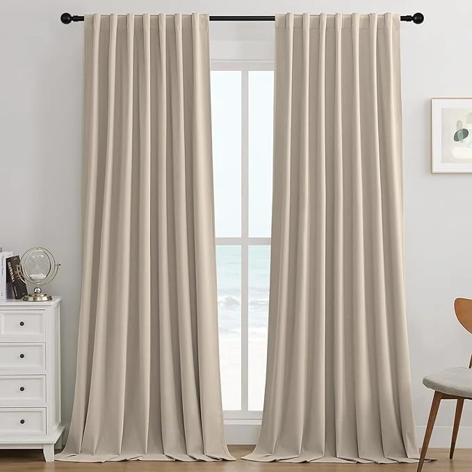 Verified Joydeco Light Beige Blackout Curtains 108 Inch 2 Panels Luxury Thermal Authentic