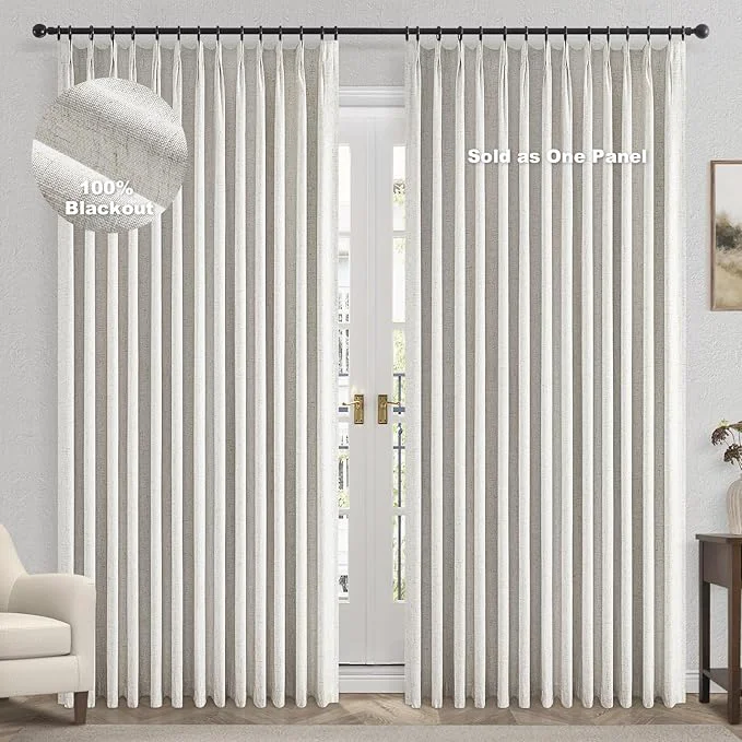 Solid Topfinel Extral Wide Curtains Pinch Pleated Blackout Linen Drapery Panels Innovative