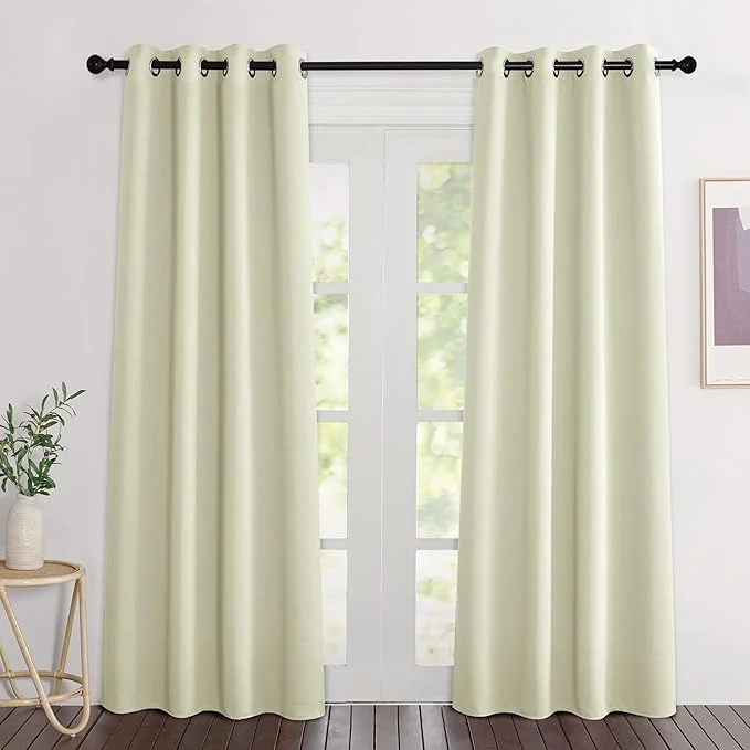 Elite NICETOWN Room Darkening Beige Curtains 84 inches Long Grommet Room Darkening Trendy