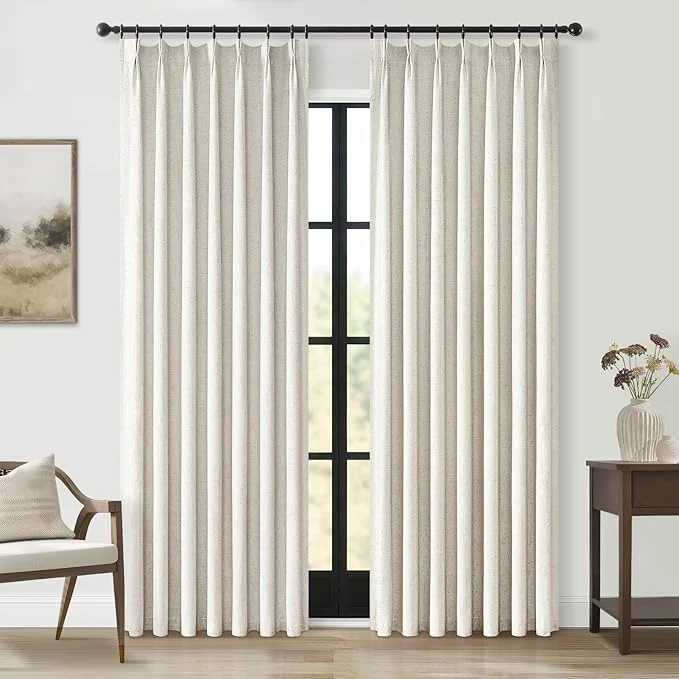 Official Topfinel 90 Inches Long Full Blackout Linen Curtains Functional