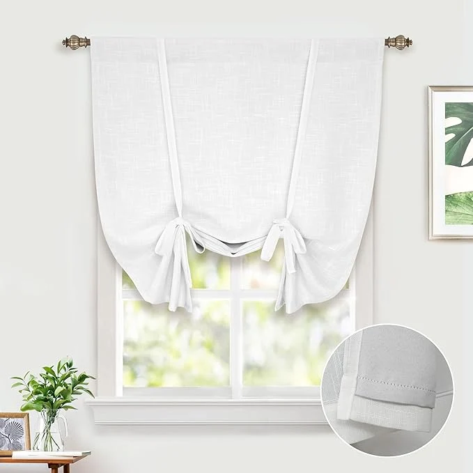 Reliable DriftAway Double Layer Linen Blackout Tie Up Curtains Thermal Insulated Fully Artisan