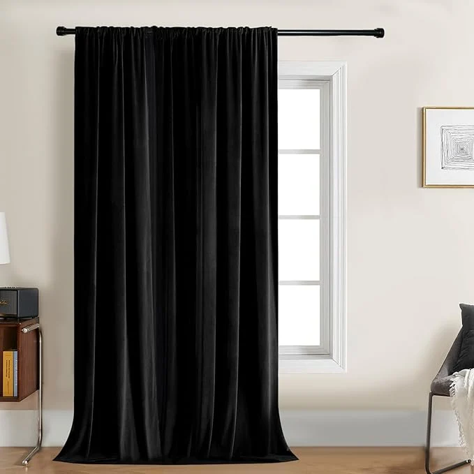 Casual Joydeco Velvet Curtains 84 inch 1 Panel Long Luxury Black Blackout Thermal Optimized