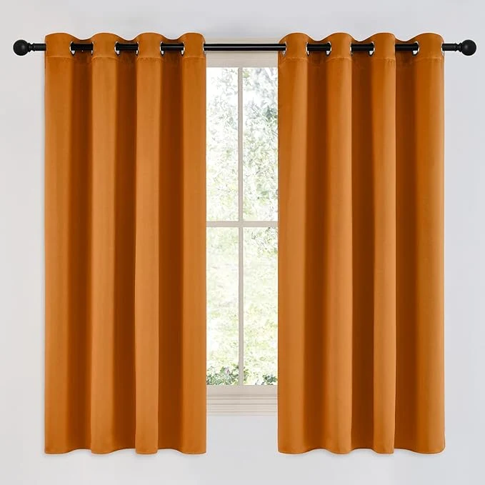 Stylish NICETOWN Room Darkening Orange Curtains 63 inches Long Premium