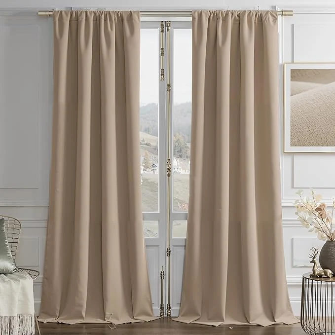 Safe Joydeco Toffee Brown Velvet Curtains 96 Inches 2 Panels Luxury Thermal Long-Lasting