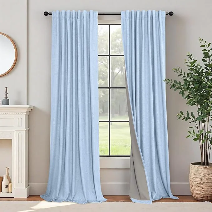 Official Pitalk Blackout Light Blue Curtains 84 Inch Length Versatile