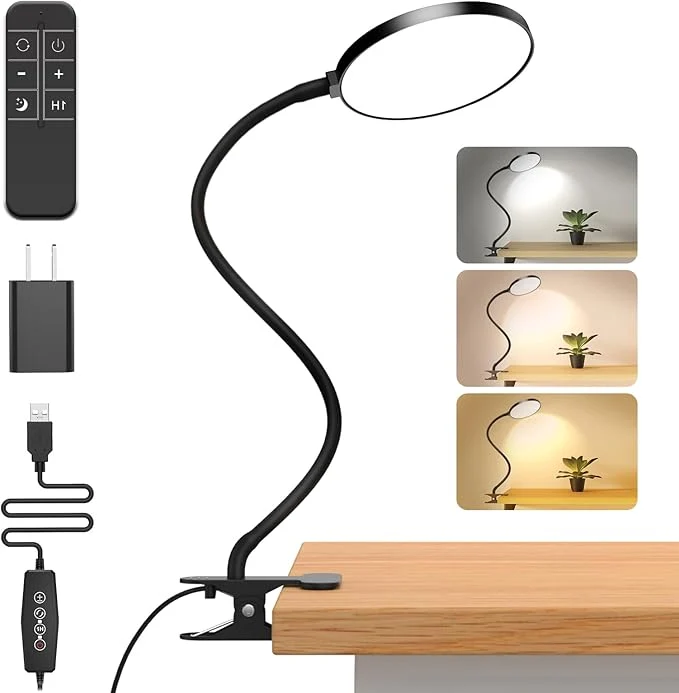 Efficient Reading Light with Remote LED Desk Lamp Clip on RA 95 Dimmable Flexible Healthy