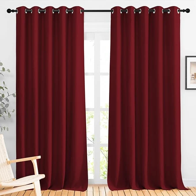 Organic NICETOWN Burgundy Red 102 inch Curtains Healthy