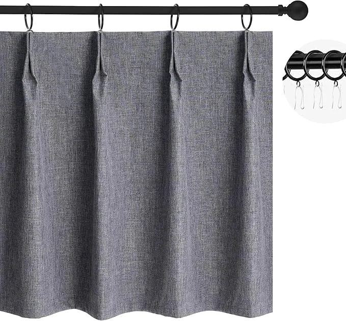 Lightweight WdFour 24×18 Inch Pinch Pleated Blackout Cafe Curtains Safe