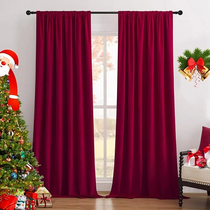Unique Joydeco Red Blackout Curtains 120 Inch 2 Panels Luxury Thermal Red Velvet High-Quality