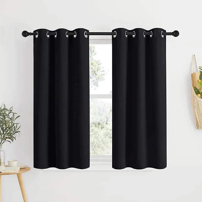 Top-Quality NICETOWN Black Out Cafe Curtains 48 inch Long 2 Panels Burg Stylish