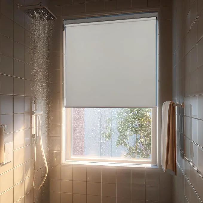 High-Quality HESTIA No Drill Cordless Blackout Roller Shades Screwless Waterproof Shower Artisan