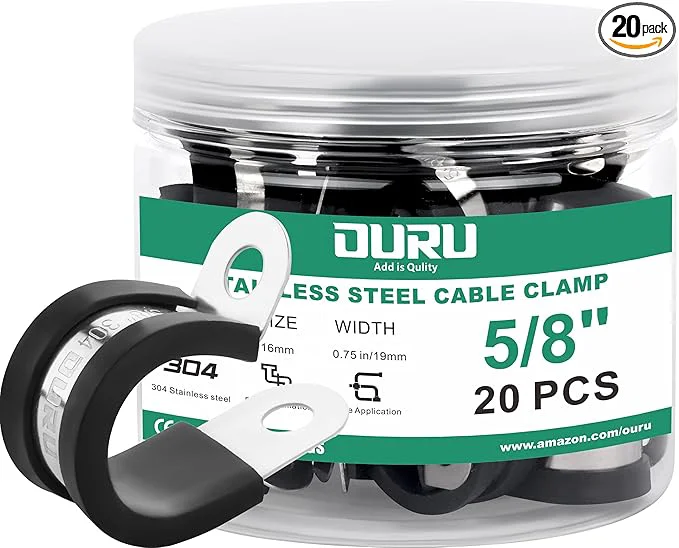 Advanced 20pcs 5 8 Inch Stainless Steel Cable Clamps Rubber Coated Cushioned Insulated Powerful